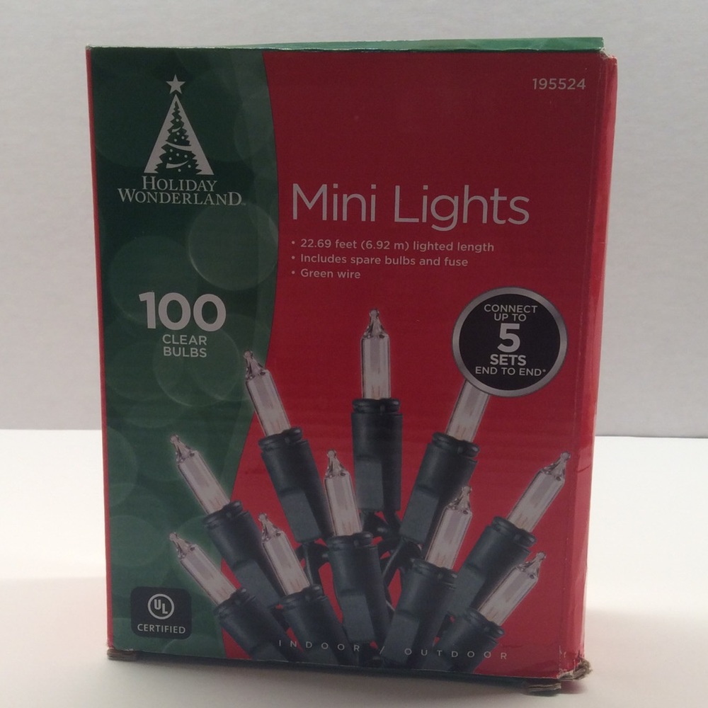Holiday Wonderland Mini Lights Clear Bulbs